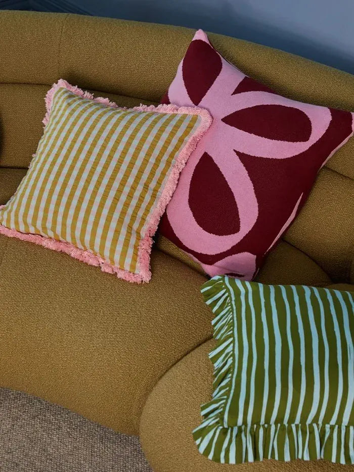 Pink Quartz Seersucker Cushion | Vegan Insert