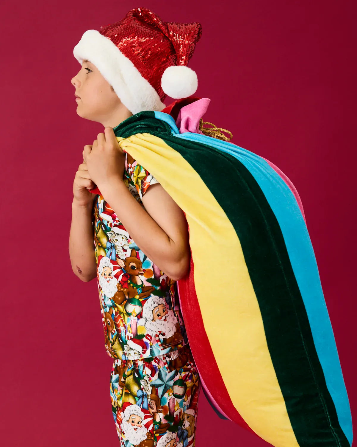Rainbow Joy Velvet Santa Sack
