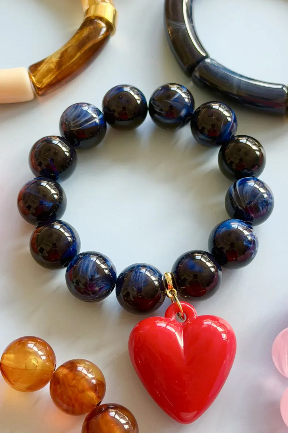 Bubble + Heart Bracelet | Navy