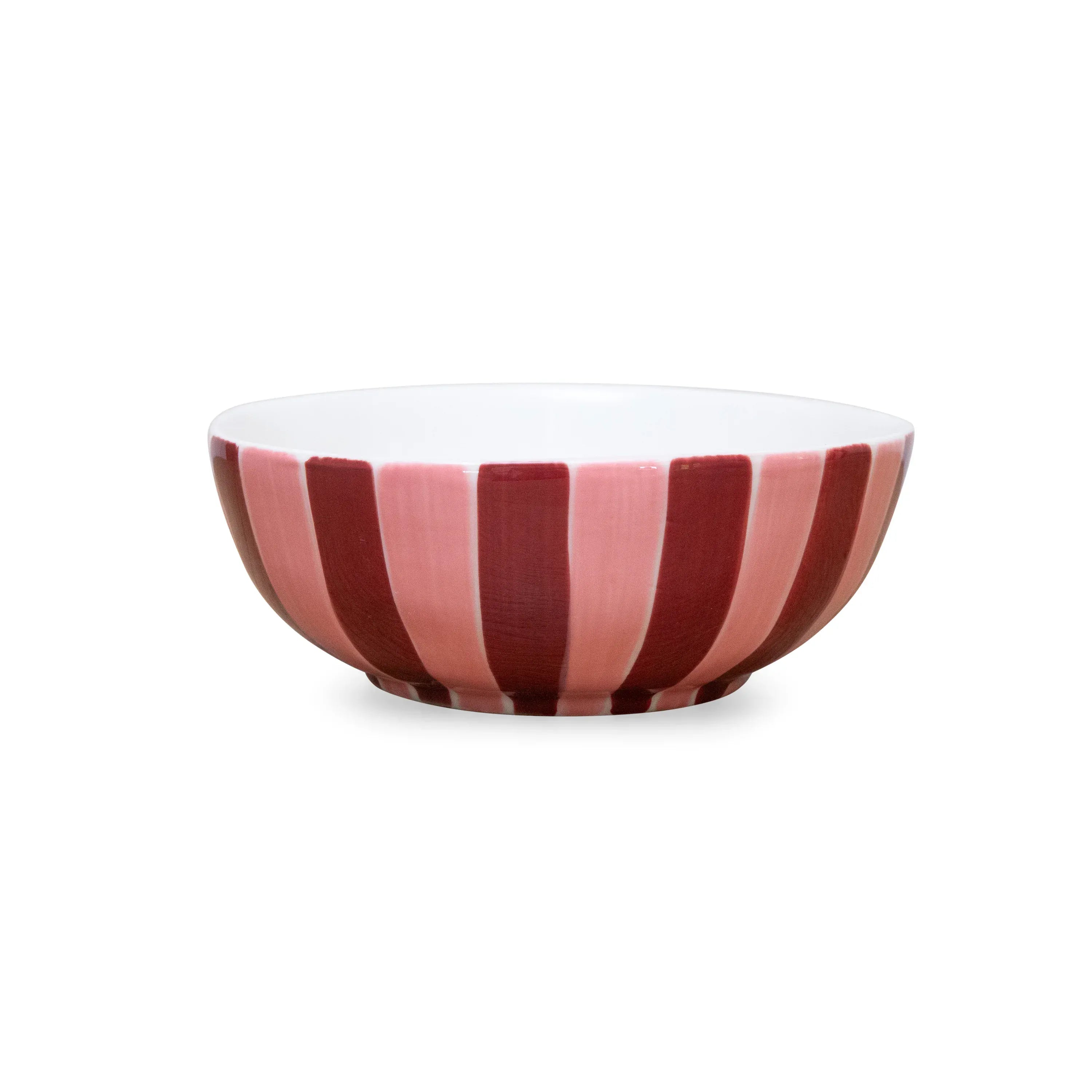 Medium Bowl | Pink + Burgundy Stripe