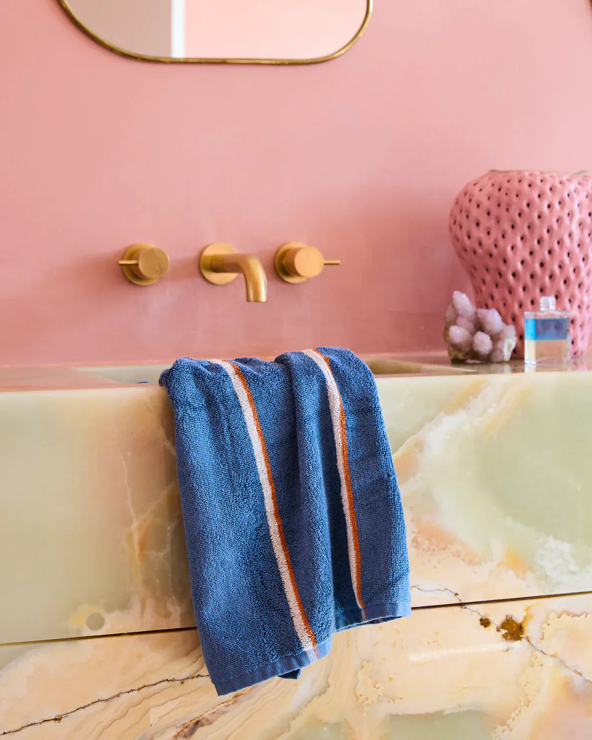 Blue Lagoon Stripe Bamboo Terry Hand Towel