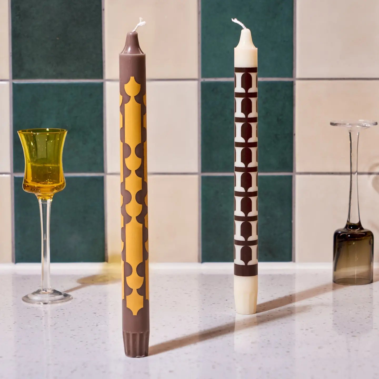 Graphic Taper Candlesticks Duo | Retro Ember