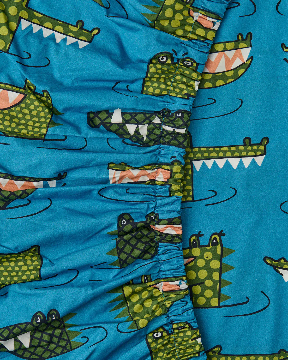 Crocodile Rock Blue Organic Cotton Fitted Sheet | Single