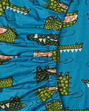 Crocodile Rock Blue Organic Cotton Fitted Sheet | Single
