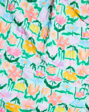 Popping Flowers Green Organic Cotton Quilted Cot Bedspread
