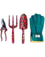 Golden Peony Garden Tools and Gloves Set