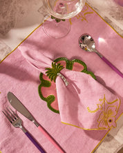 Pink Tuscan Embroidered Napkin | Set of 4