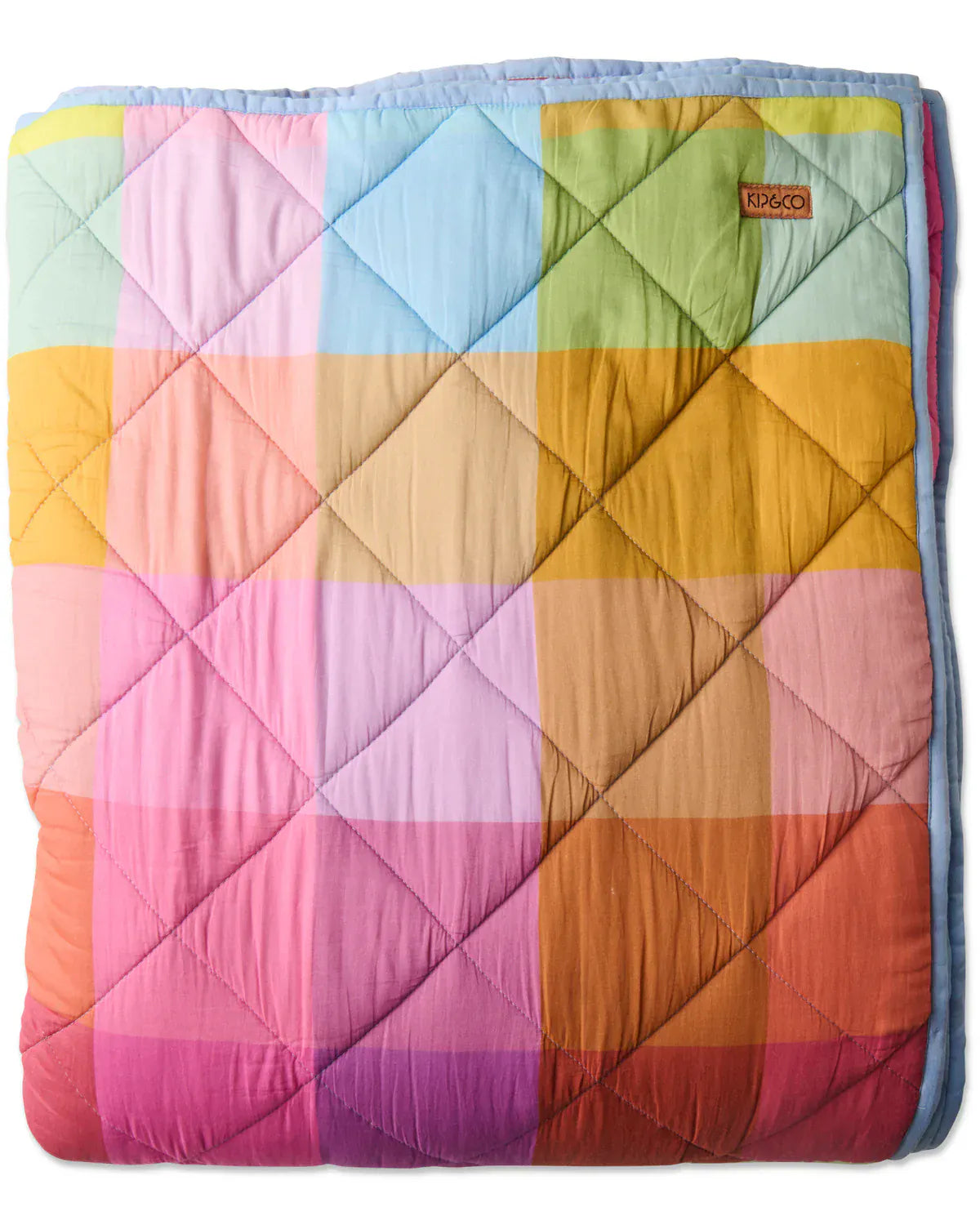 Ponza Tartan Organic Cotton Quilted Bedspread Large