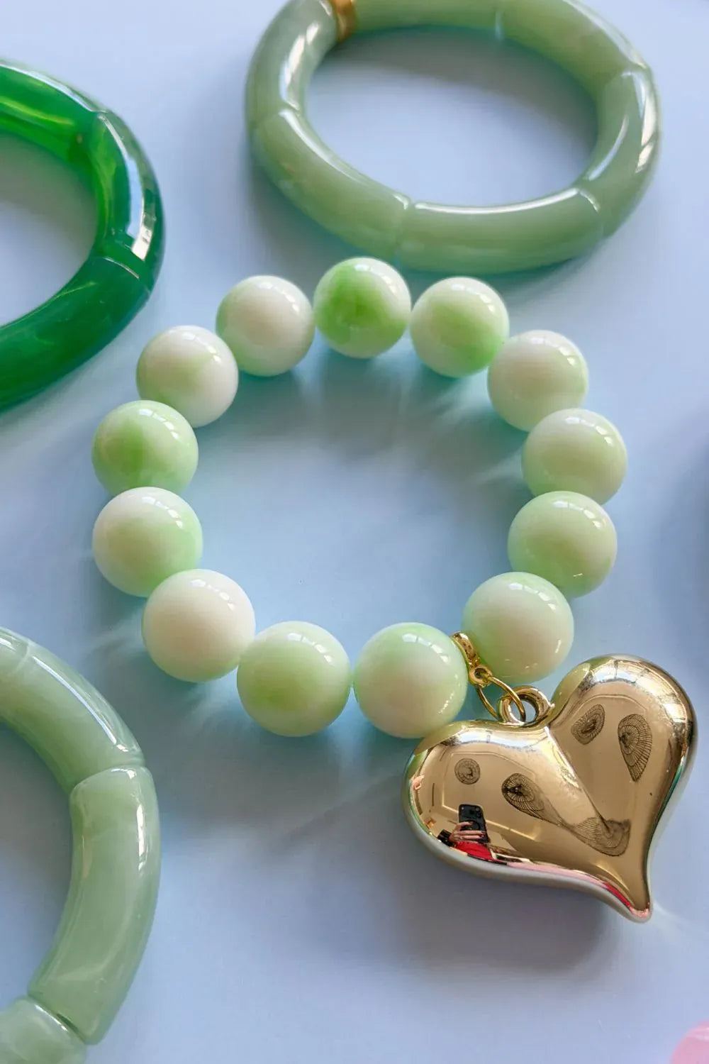 Bubble + Heart Bracelet | Pale Green