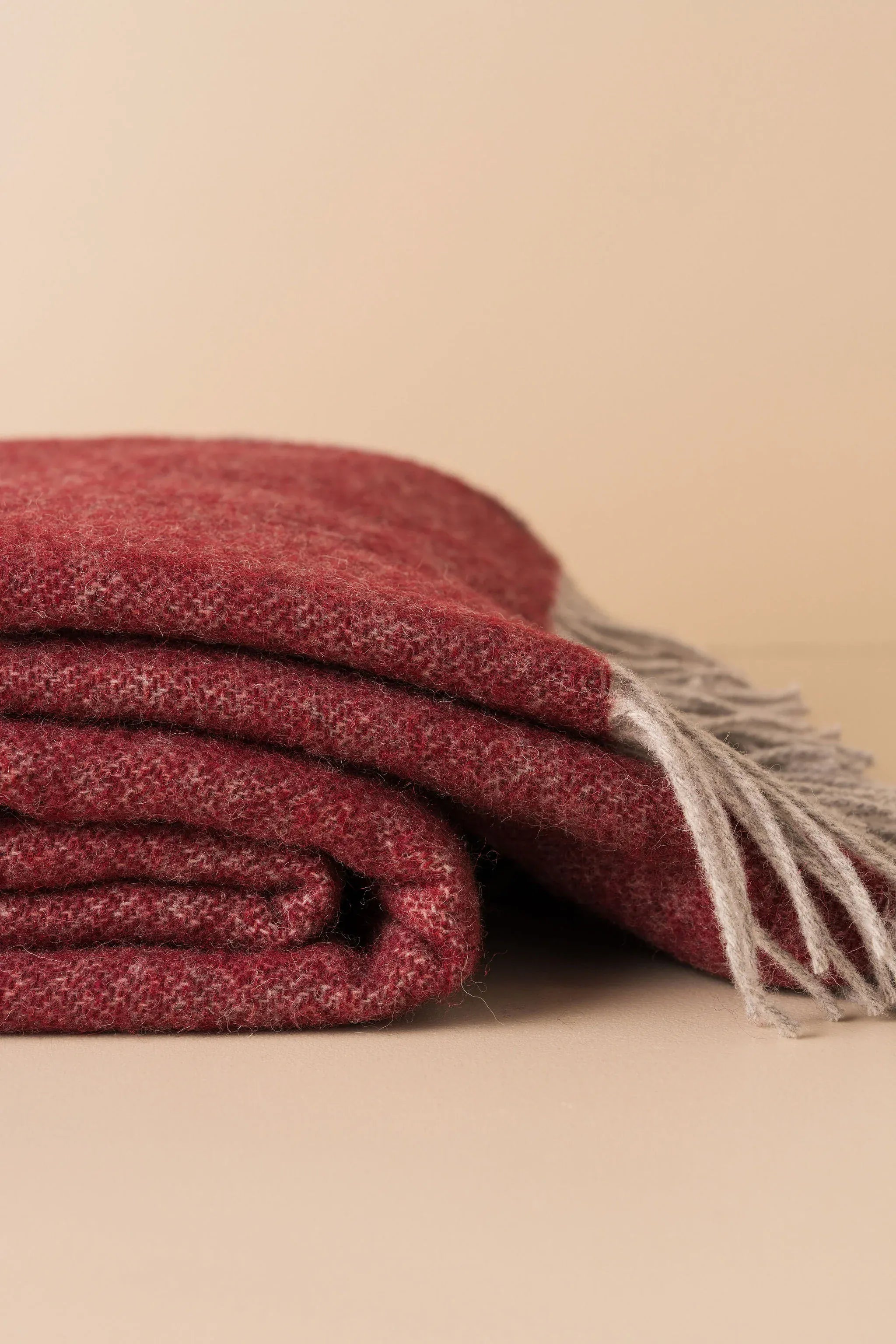 Merino Wool Throw Burgundy/Grey
