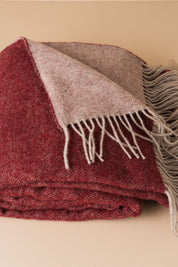 Merino Wool Throw Burgundy/Grey