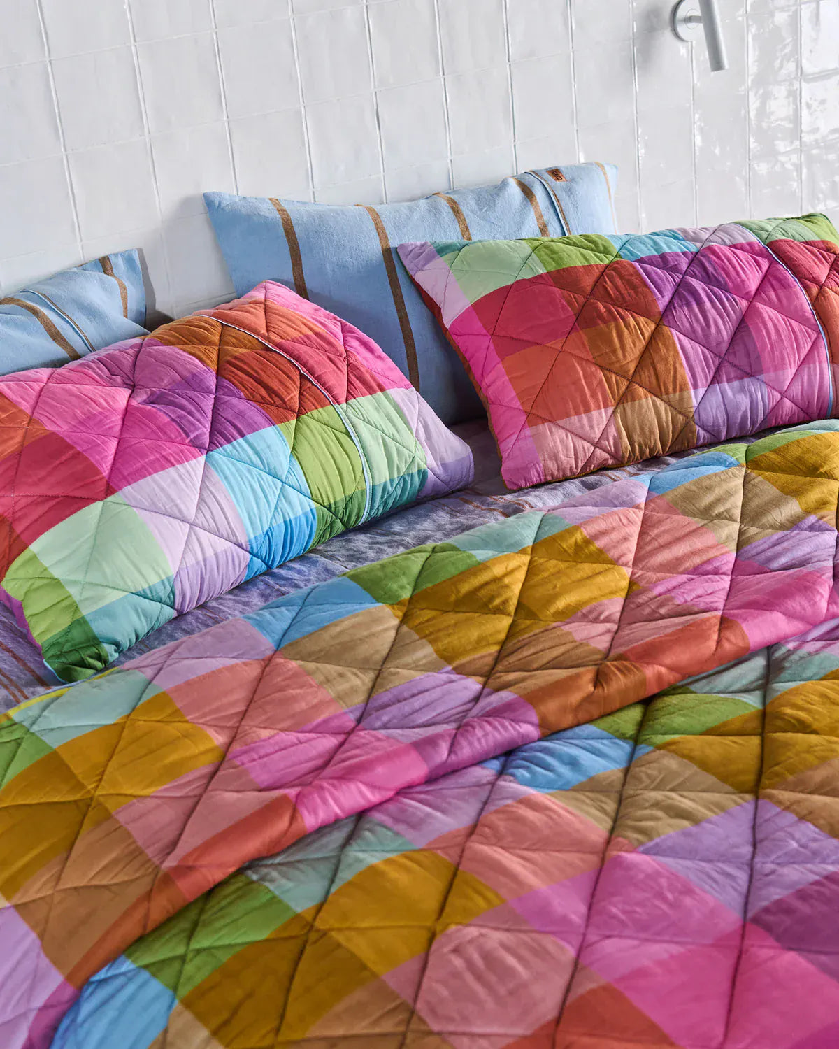 Ponza Tartan Organic Cotton Quilted Pillowcases | Set of 2