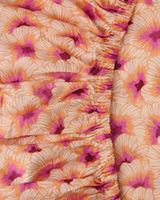 Hibiscus Peach Linen Fitted Sheet | Queen