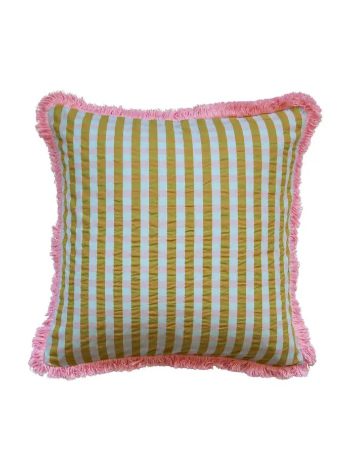 Pink Quartz Seersucker Cushion | Vegan Insert