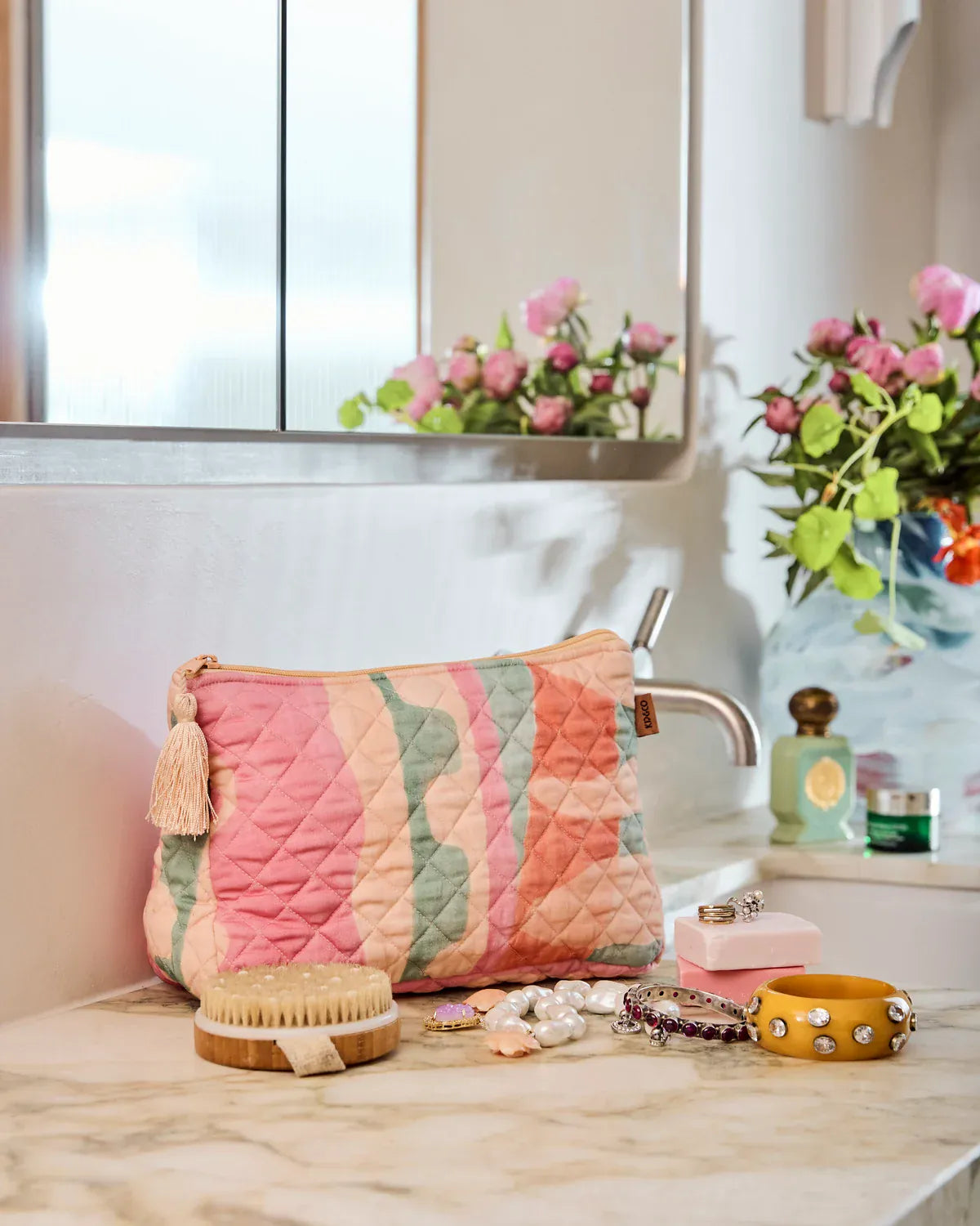 Sun Soaked Quilted Cotton Toiletry Purse