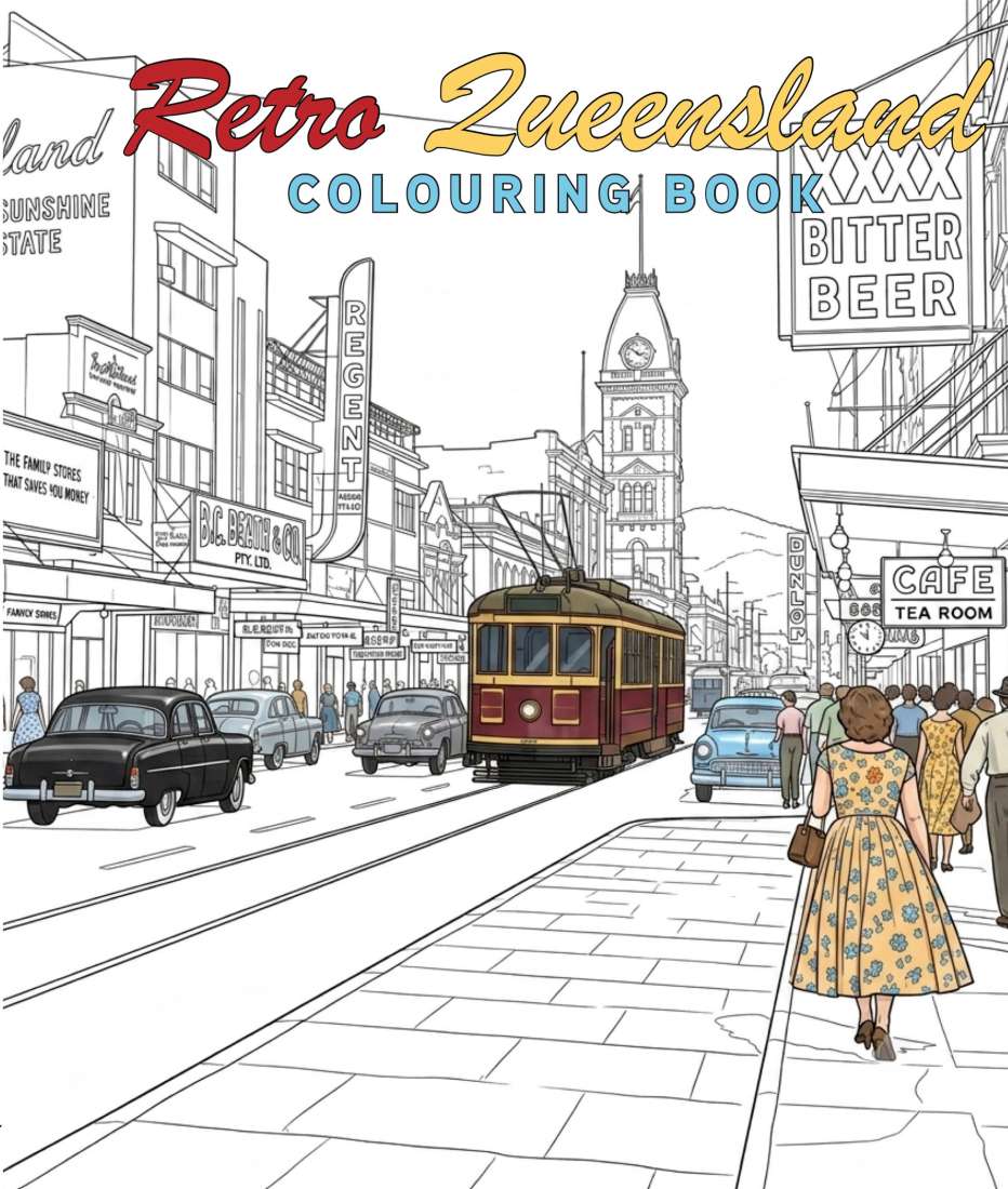 Retro Queensland Colouring Book