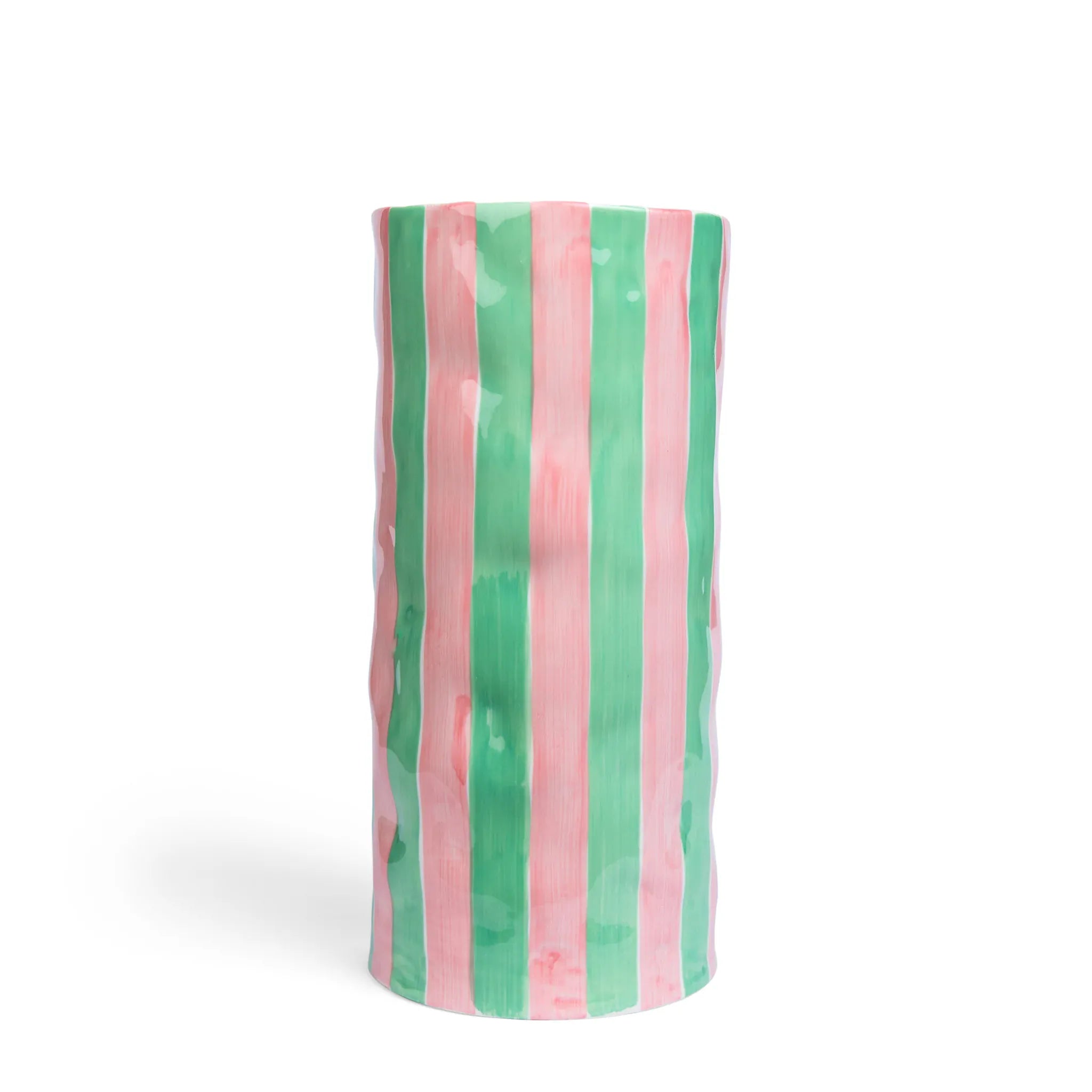 Large Vase | Pink + Mint Green Stripe