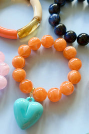 Bubble + Heart Bracelet | Tangerine