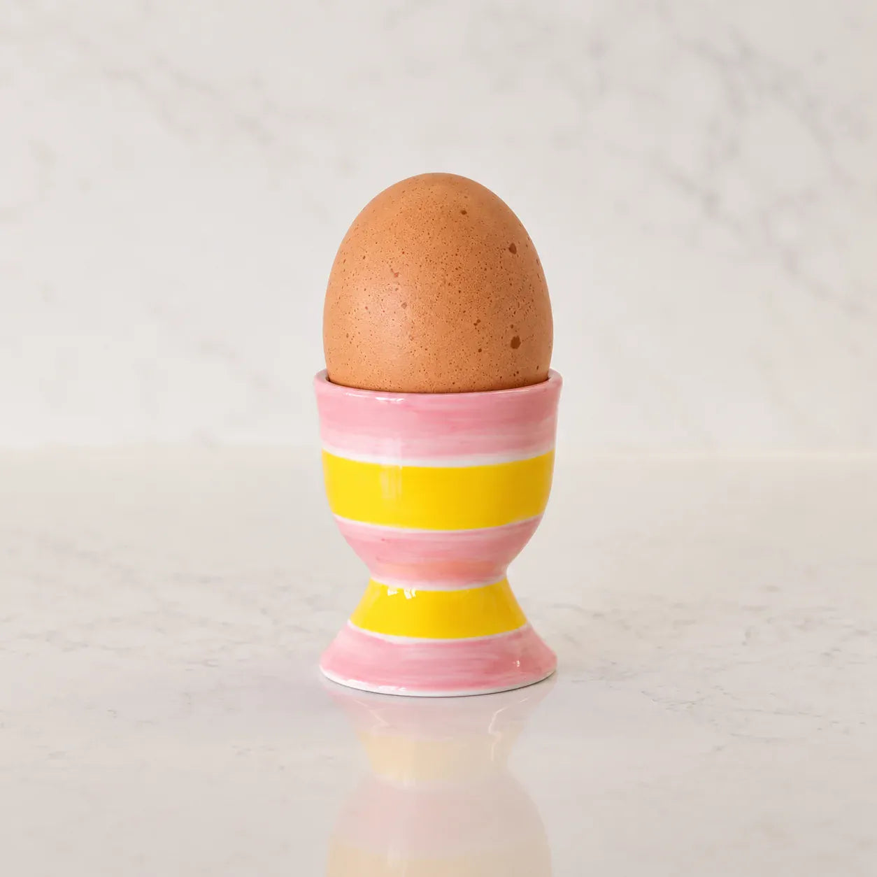 Egg Cup | Pink + Yellow Stripe