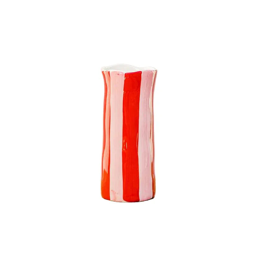 Small Vase | Red + Pink Stripe