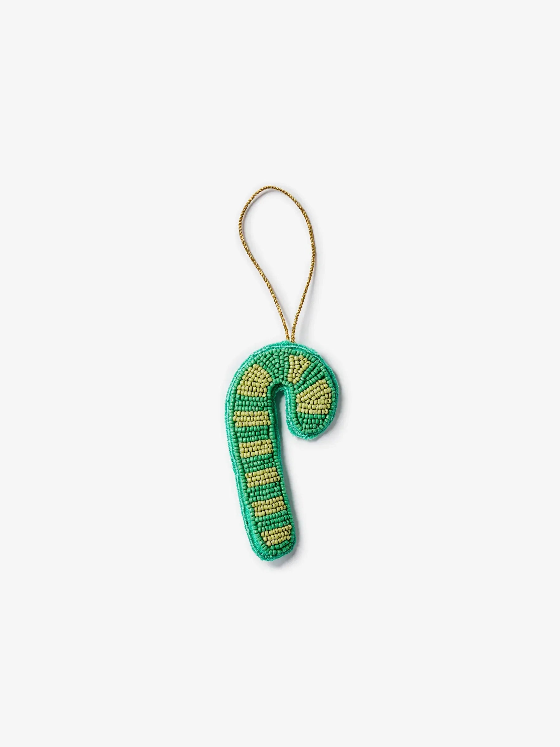 Candy Cane Green Beaded Christmas Decoration