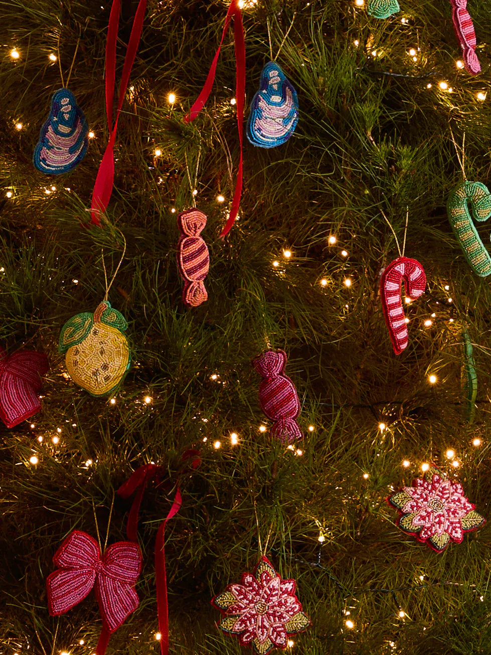 Bon Bon Pink Beaded Christmas Decoration