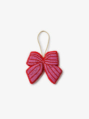 Bow Pink Beaded Christmas Decoration