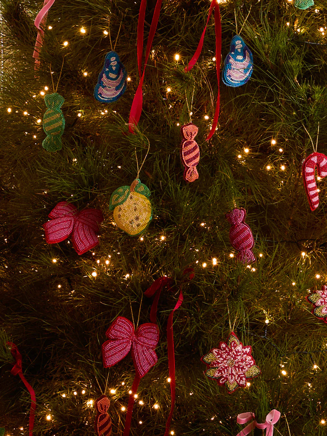 Lemon Yellow Beaded Christmas Decoration