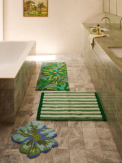 Green Stripe Reversible Bath Mat