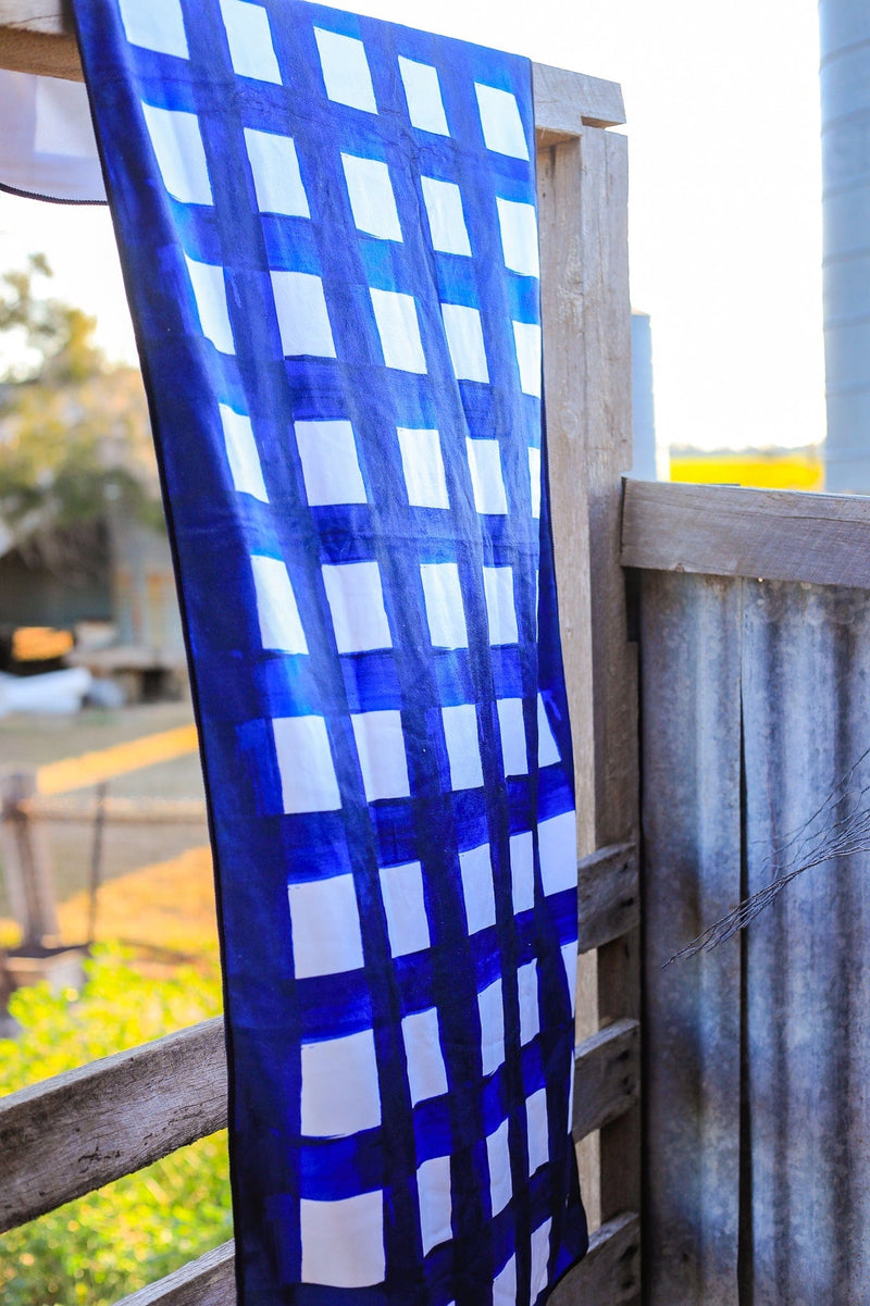 Beach Towel - Navy Check