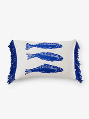 Sardines Blue Linen Cushion