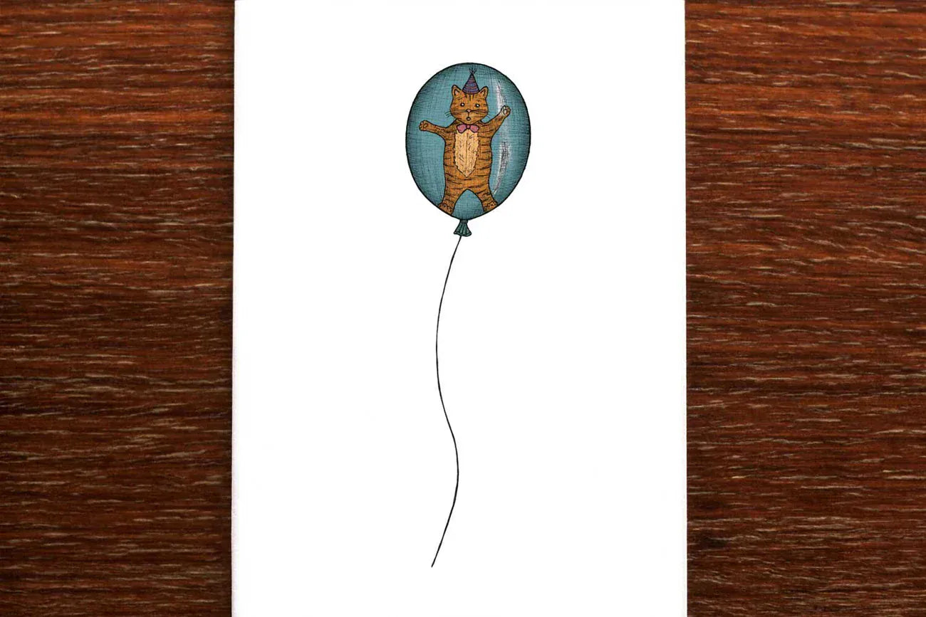 Birthday Card | Cat in a Balloon