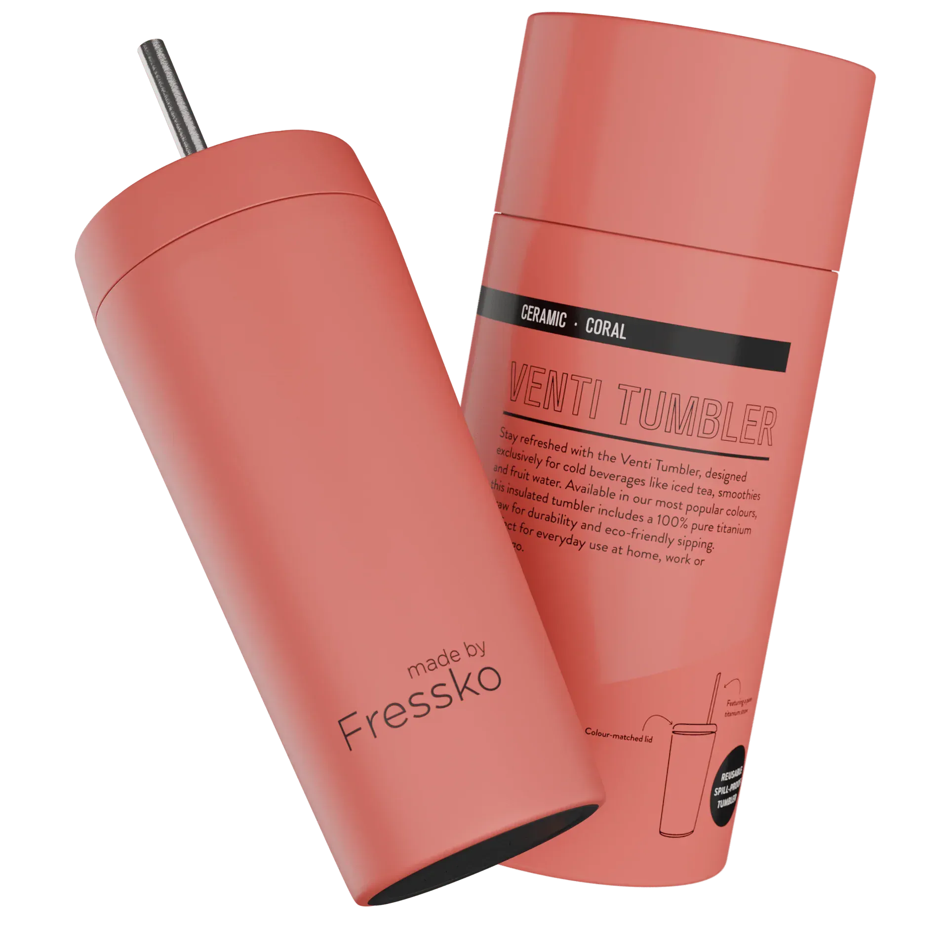 Ceramic Venti Tumbler 20oz/600ml | Coral