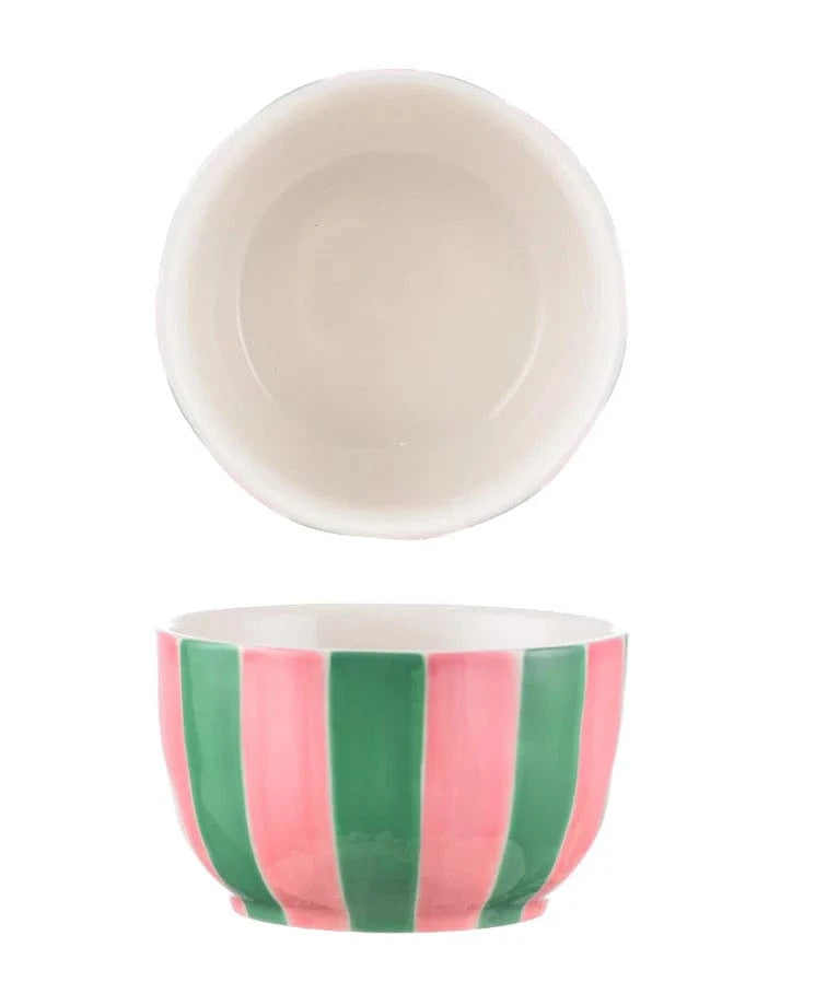 Small Bowl | Pink + Green Stripe