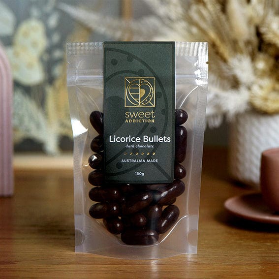 dark chocolate licorice bullets