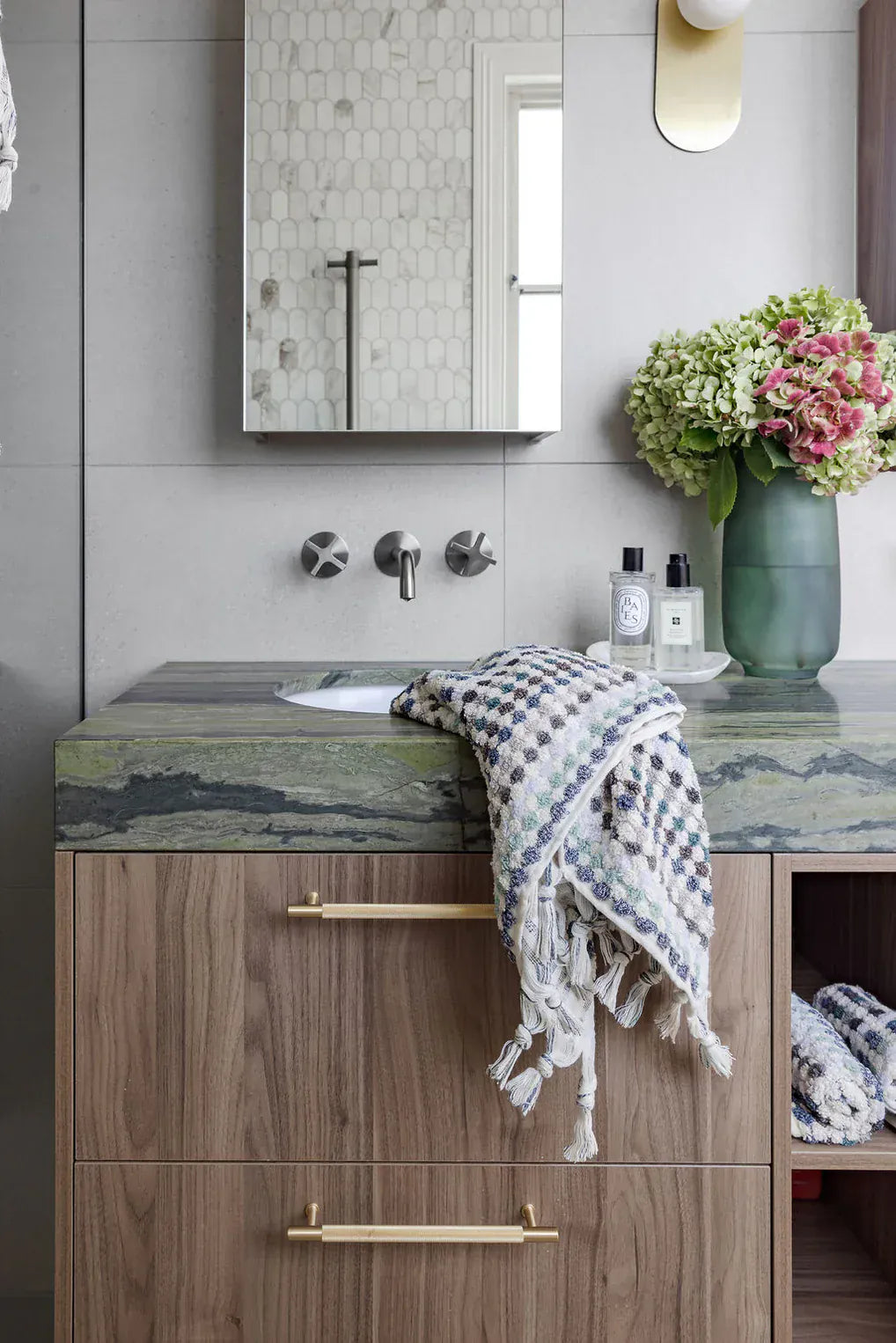 Pompom Turkish Cotton Hand Towel | Eucalyptus