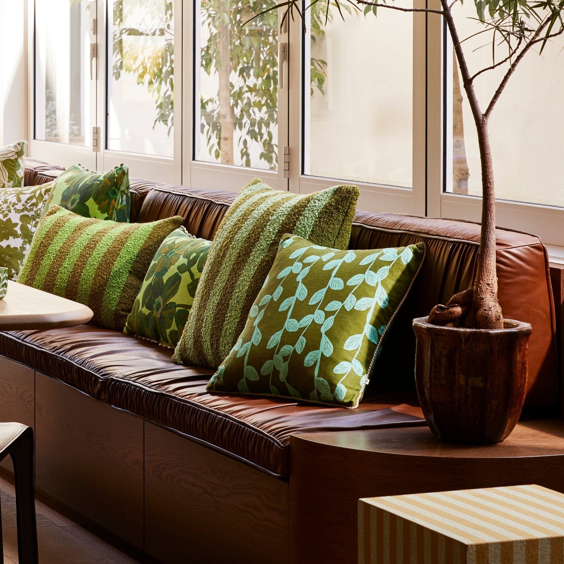 Boucle Stripe Olive Cushion