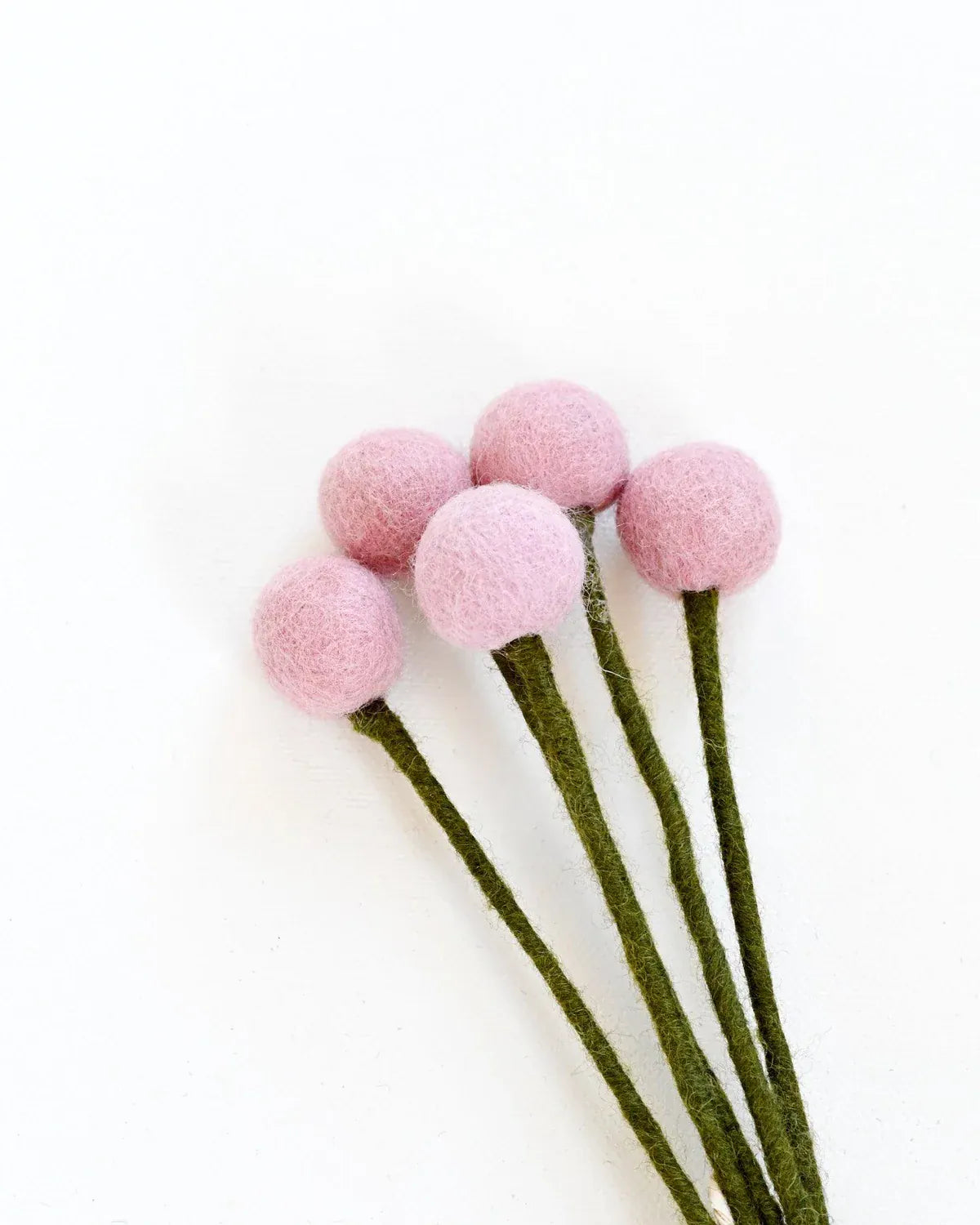 Felt Light Pink Billy Buttons | Set of 5 Stems
