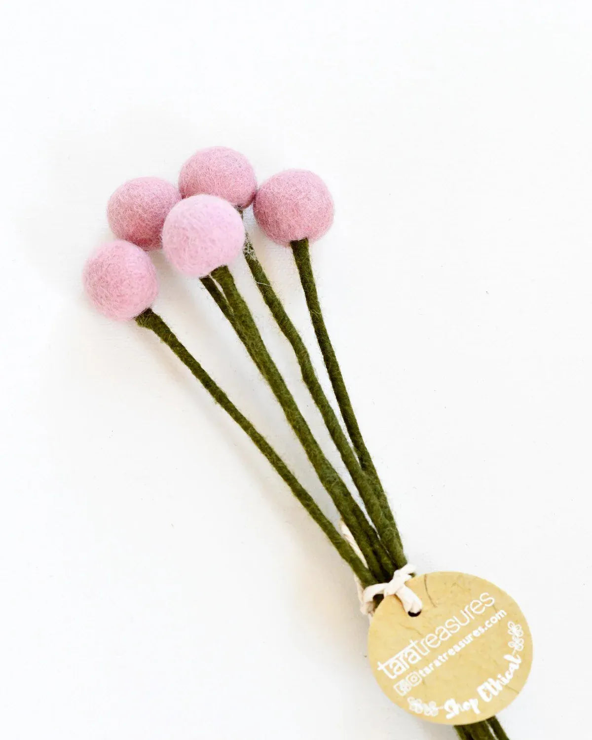 Felt Light Pink Billy Buttons | Set of 5 Stems