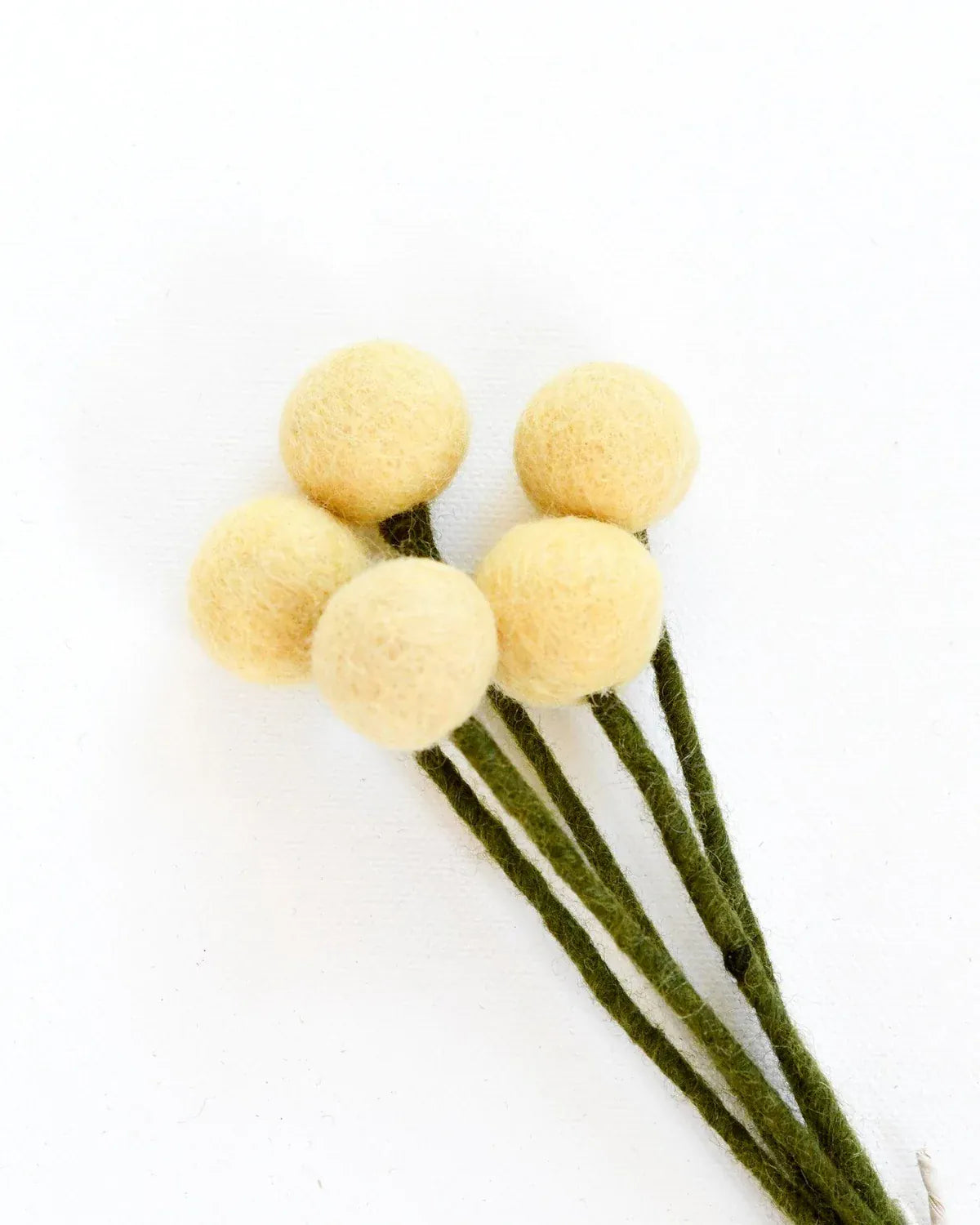 Felt Light Yellow Billy Buttons | Set of 5 Stems