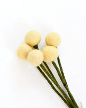 Felt Light Yellow Billy Buttons | Set of 5 Stems