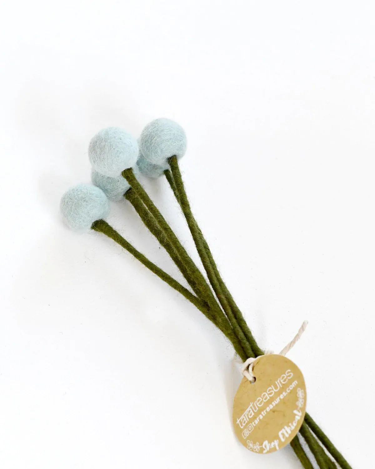 Felt Light Blue Billy Buttons | Set of 5 Stems