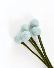 Felt Sky Blue Billy Buttons | Set of 5 Stems