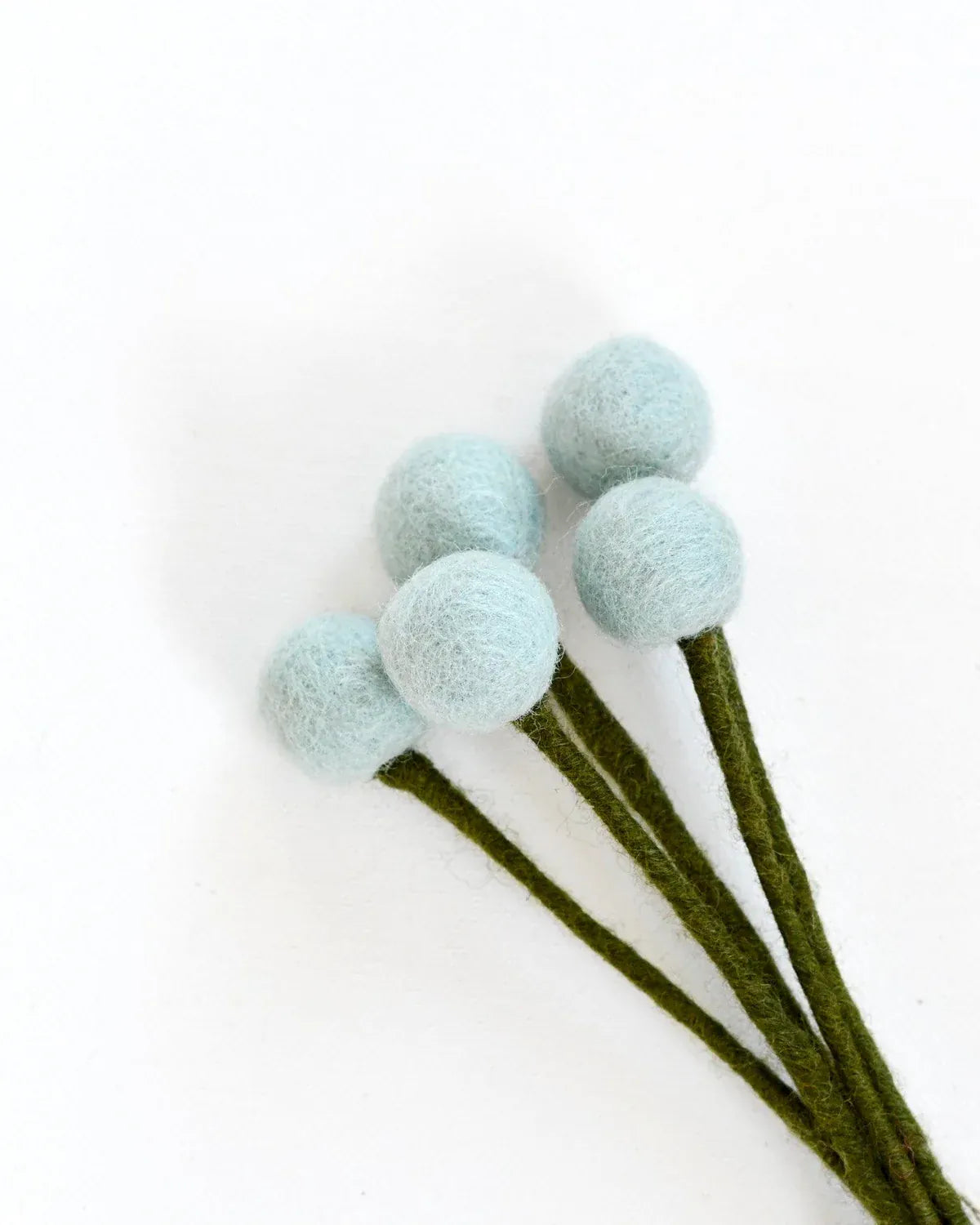 Felt Light Blue Billy Buttons | Set of 5 Stems