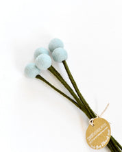 Felt Sky Blue Billy Buttons | Set of 5 Stems