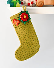 Felt Christmas Stocking | Green with Flower