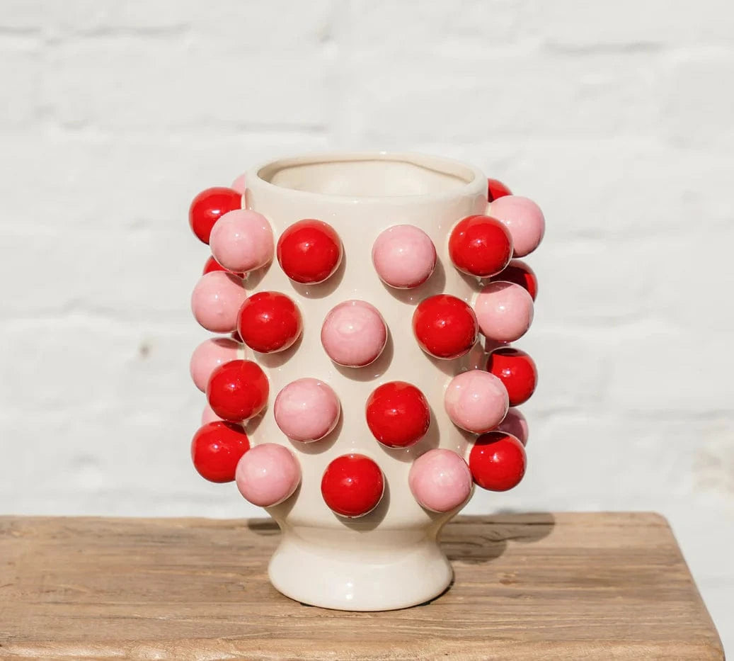 Small Bubble Vase | Red and Light Pink Balls