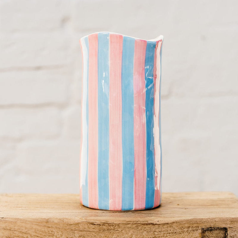 Large Vase - Pink and Cornflower Blue Stripe