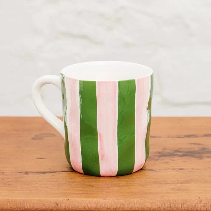 Mug | Pink + Dark Green Stripe