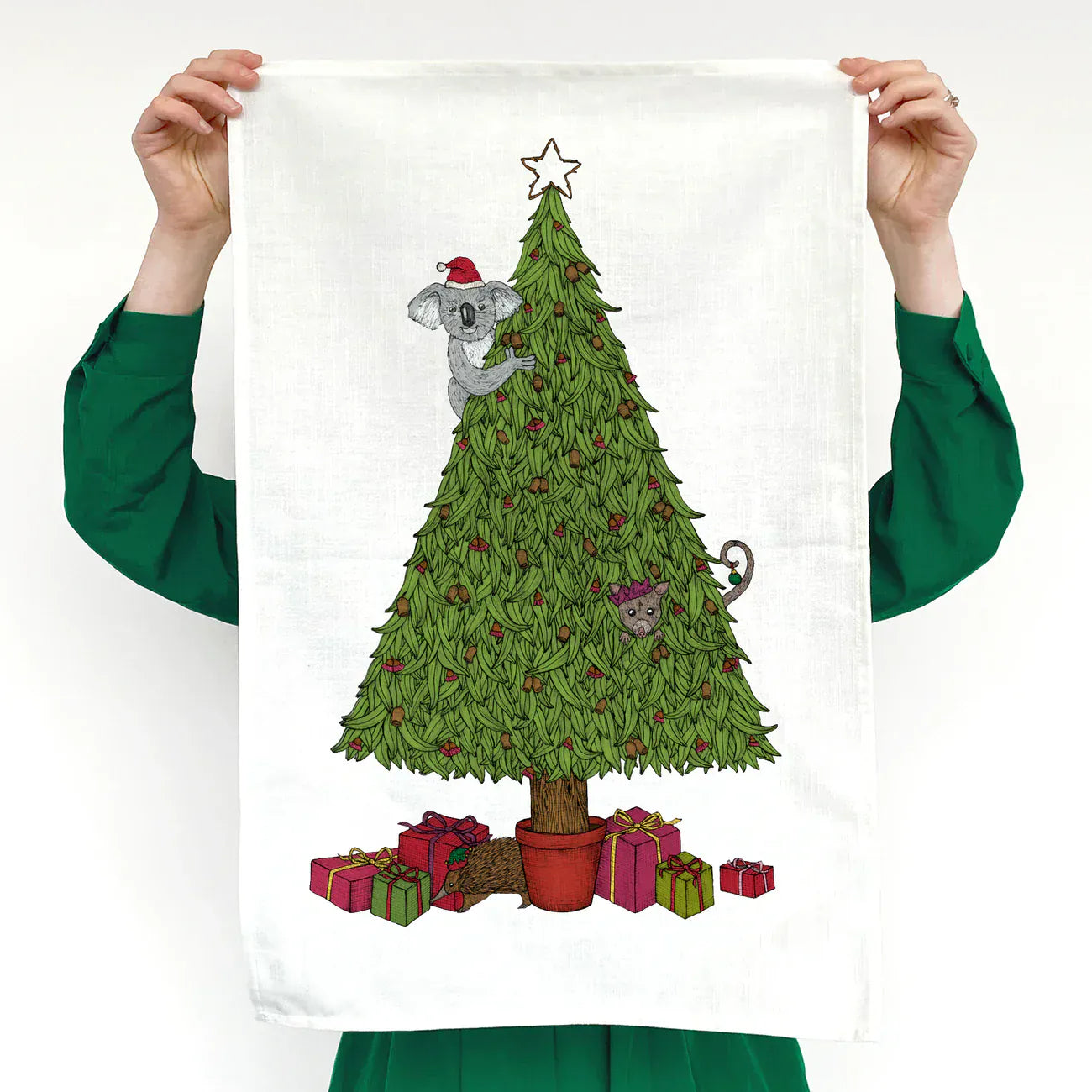 Australian Christmas Animals Tea Towel